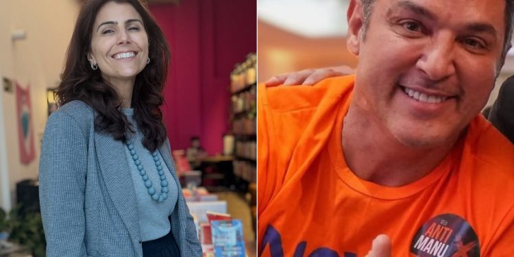 Manuela D'Ávila critica Zucco por uso de adesivo com seu rosto riscado de vermelho: 'São muitas violências'