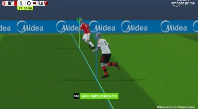 No limite, gol do Internacional contra o Flamengo é validado após revisão do impedimento semiautomático; veja