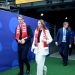 Os príncipes na Noruega Sverre Magnu e Ingrid Alexandra, no estádio para o jogo do país contra o Brasil — Foto: ELSA / GETTY IMAGES VIA AFP