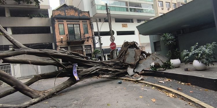 Vendaval de mais de 90 km/h coloca o Rio em estágio de alerta, deixa bairros sem luz e afeta transportes; siga ao vivo