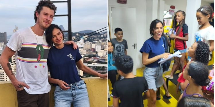 Ao lado de Shawn Mendes, Bruna Marquezine comemora aniversário com crianças da Providência