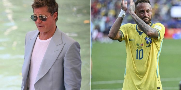 Brad Pitt promete ensinar Neymar a fingir melhor que sofreu falta
