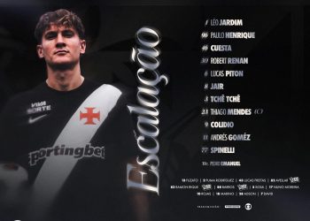 Com Colidio de ponta e Spinelli no ataque, Vasco divulga os titulares para jogo com Santos, de Neymar