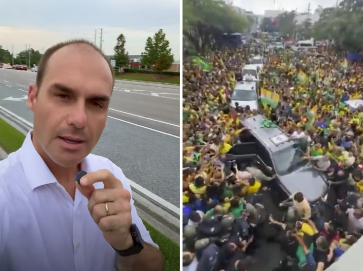 Eduardo posta vídeo antigo de ato de Jair Bolsonaro com multidão como se fosse de Flávio no Nordeste