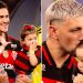 Em clima de dia dos pais, jogadores do Flamengo entram em campo com seus filhos em jogo contra o Vitória
