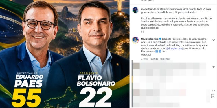 Flávio Bolsonaro rejeita voto casado com Eduardo Paes e critica candidato ao governo do Rio: 'cupincha de Lula'