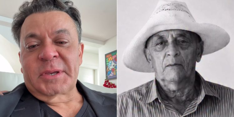 Frank Aguiar chora ao contar sobre a morte do pai e lamenta: 'Não vai dar tempo de chegar para vê-lo'