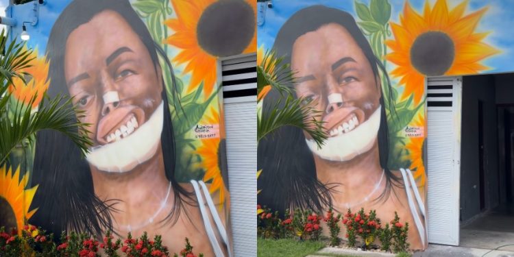 Grafiteiro homenageia Káh Felipe com ilustração em mural após morte da influenciadora
