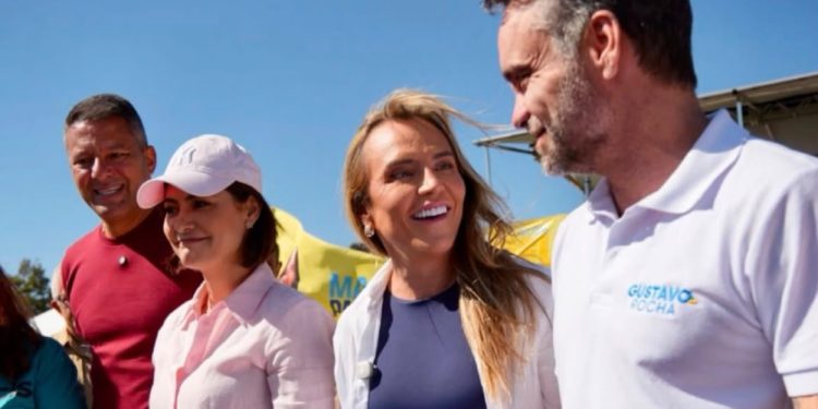No primeiro dia em campanha, Michelle Bolsonaro participa de ato com Celina Leão e Damares Alves no DF
