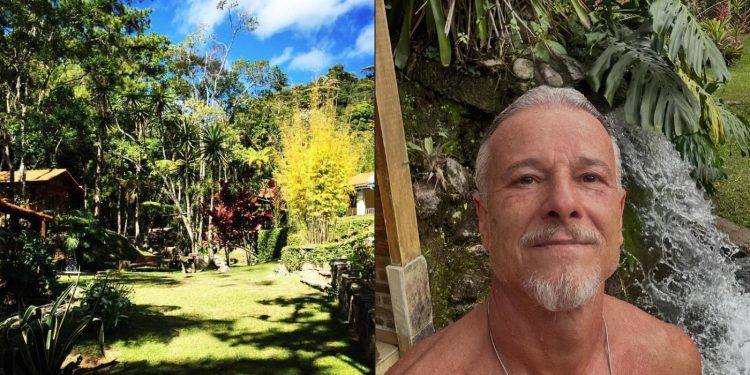 Piscina de ondas, cachoeira particular, horta: conheça o sítio onde Marcello Novaes vive na serra
