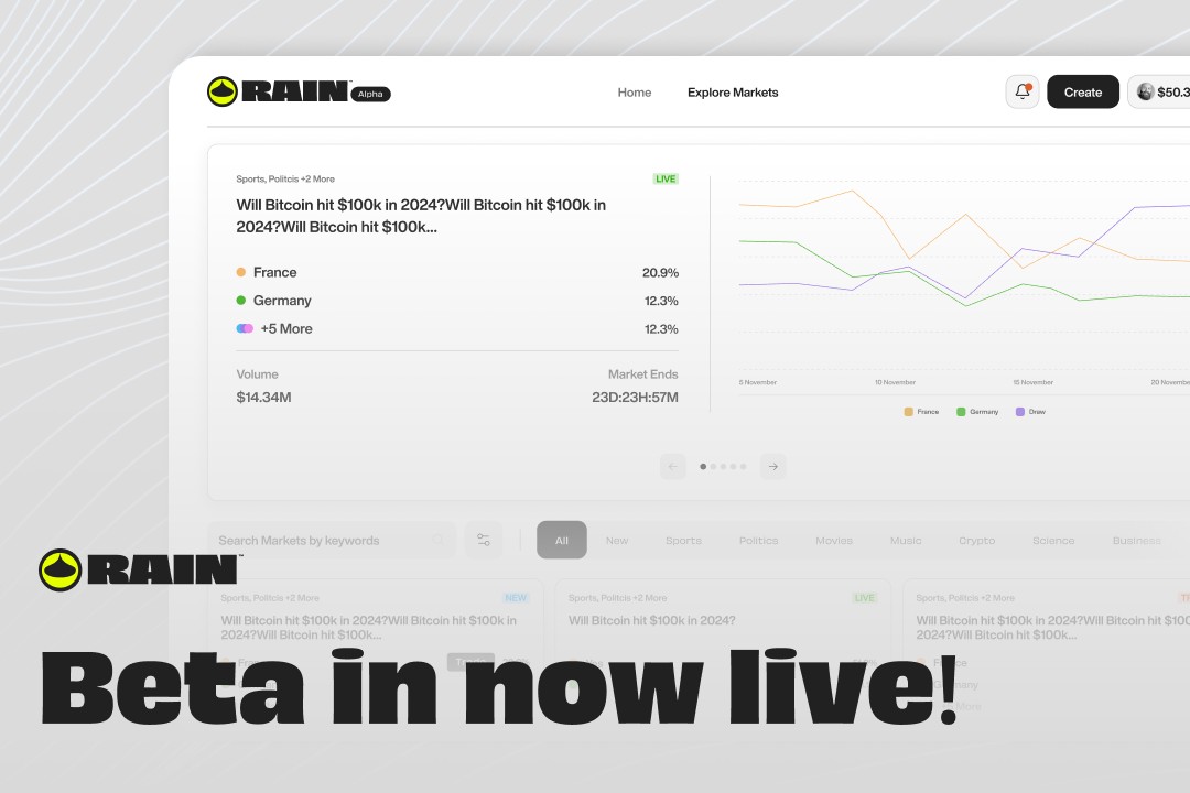 Rain Trade adota modelo descentralizado em mercados preditivos