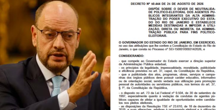Ricardo Couto determina neutralidade de agentes públicos do governo do Rio nas eleições