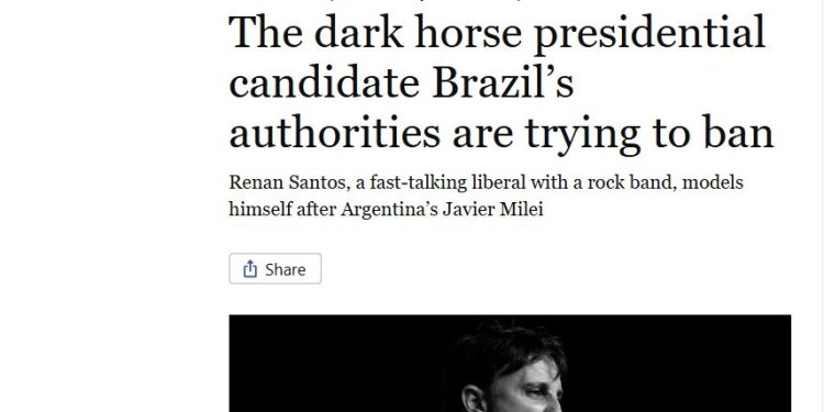 The Economist compara Renan Santos a Milei e destaca 'obsessão pelo livre mercado', mas critica 'fanfarronices'