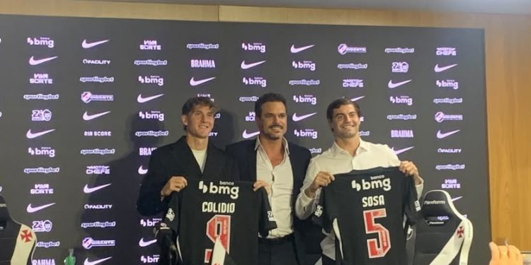 Vasco apresenta oficialmente Colidio e Sosa, que devem ser relacionados para duelo com o Santos: 'Estamos preparados'