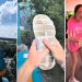 Viralizou: passageiro toma ‘sapatada’ em plena montanha-russa e ainda consegue pegar o tênis no ar; assista