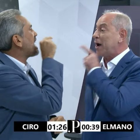 'Baixa o dedinho' x 'vai ficar na sua cara': Elmano e Ciro batem boca durante debate no Ceará; assista
