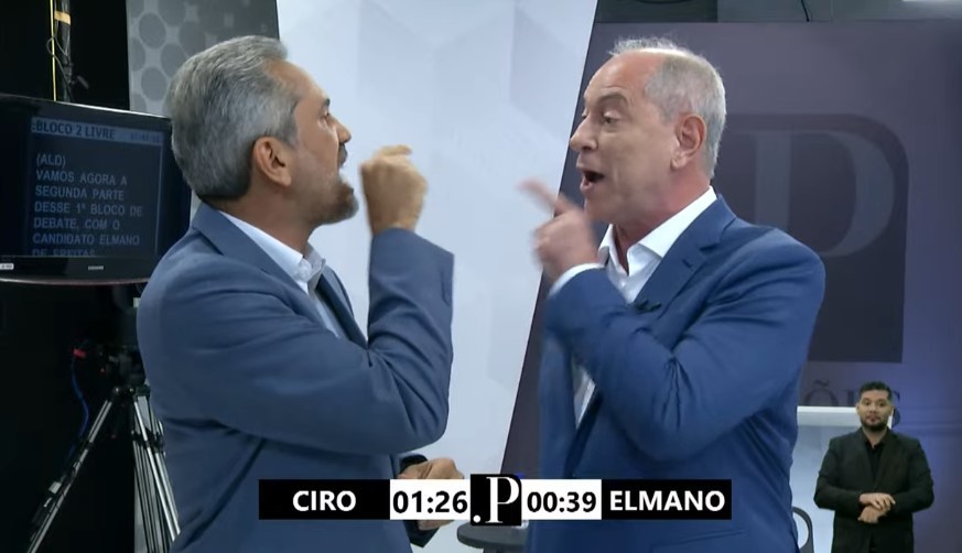 'Baixa o dedinho' x 'vai ficar na sua cara': Elmano e Ciro batem boca durante debate no Ceará; assista