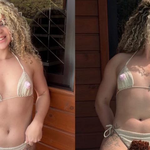 Barbeira nudista se inspira em Kim Kardashian e cria biquíni com 'pelos pubianos'