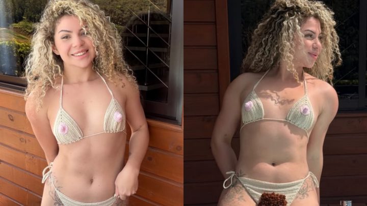 Barbeira nudista se inspira em Kim Kardashian e cria biquíni com 'pelos pubianos'