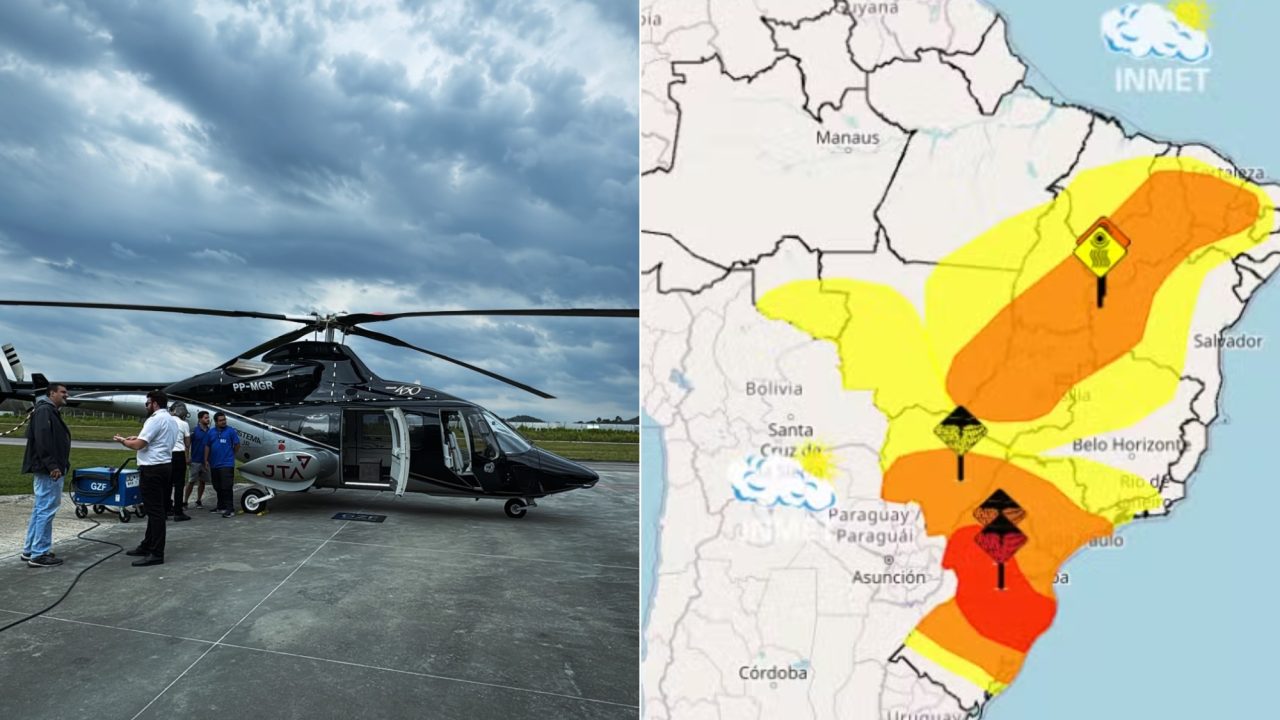 Chuva se intensificou na Serra catarinense no momento em que helicóptero com Rick decolava, mostram imagens de radar
