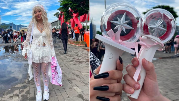 Cores vibrantes, bastão de luz e photocard: a estética ousada do K-pop invade a Cidade do Rock nesta sexta-feira