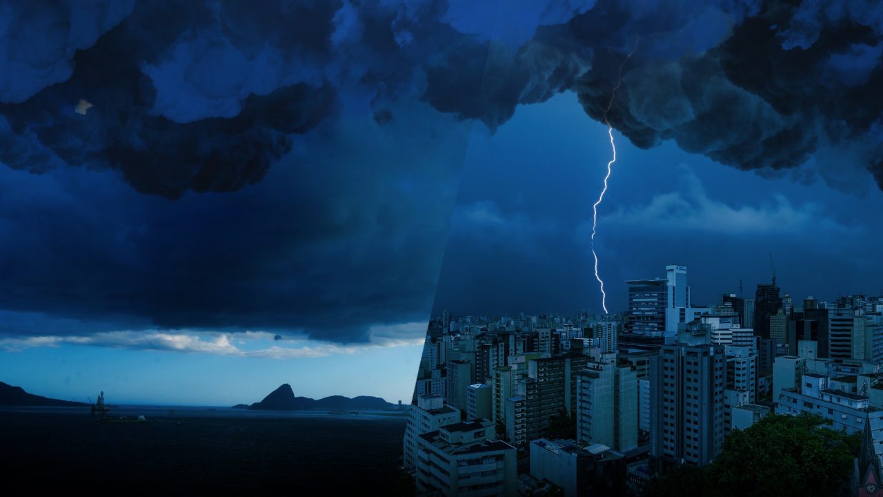 Defesa Civil emite alerta nos celulares sobre ventos fortes, chuva e raios na cidade do Rio na madrugada de terça