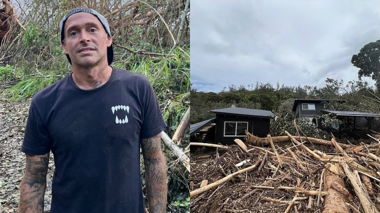 Homem sobrevive por oito horas agarrado a árvores após enchente arrastar sua casa no Havaí