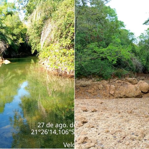 Imagens registram seca completa de trecho do Rio da Prata em quatro dias no MS