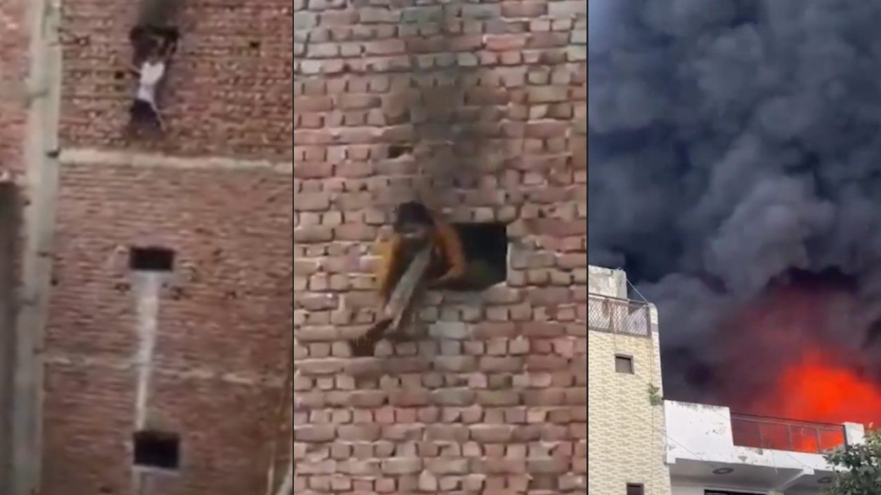Incêndio em fábrica na Índia leva seis pessoas em pânico a pularem de janela de prédio vizinho