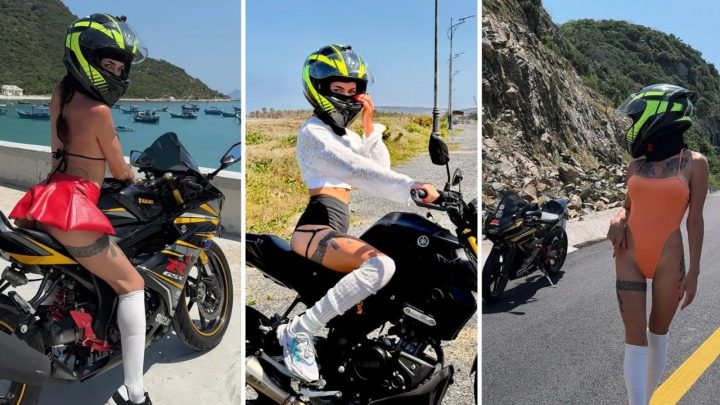 Influenciadora russa é deportada e banida do Vietnã após posar seminua em moto em vias públicas