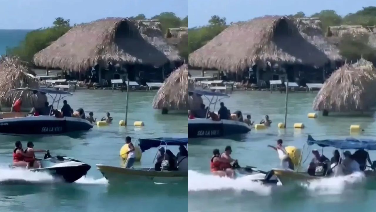 Jet ski em alta velocidade atinge barco turístico e lança passageiro ao mar na Colômbia
