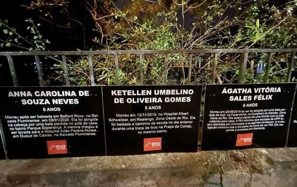 Lagoa ganha escultura em memória de crianças vítimas de bala perdida