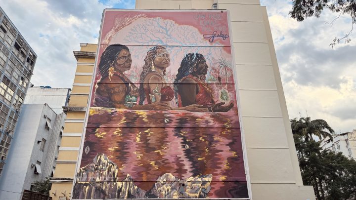 Lama do Tocantins e cinzas da Amazônia se transformam em arte em novo mural no Catete