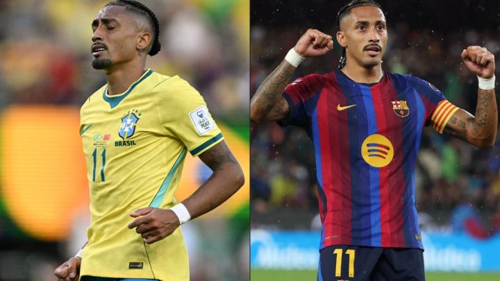 Por que existem 'dois Raphinhas'? Atacante tem mais gols pelo Barcelona nesta temporada do que pela seleção na carreira