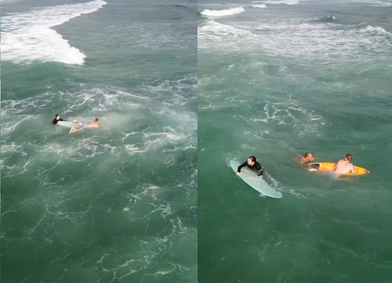Surfistas salvam turista que não conseguia sair do mar da Barra; vídeo