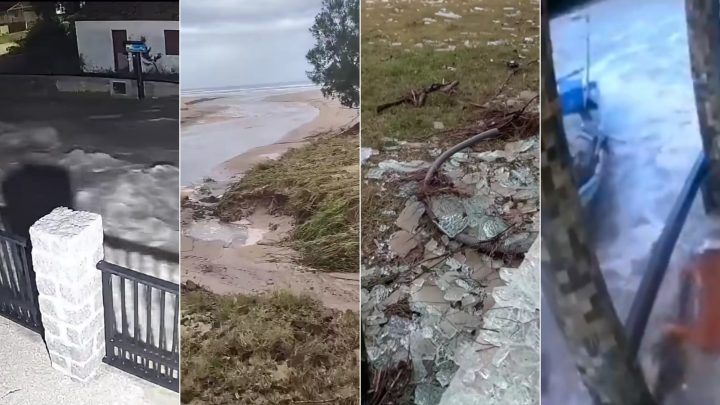 Tsunami meteorológico eleva nível do mar, alaga igreja e destrói barcos em Santa Catarina