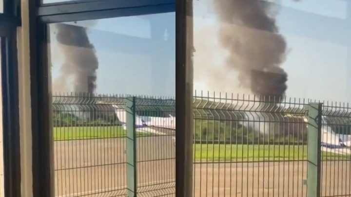 Avião da Polícia Militar cai em Santana do Paraíso, em Minas Gerais