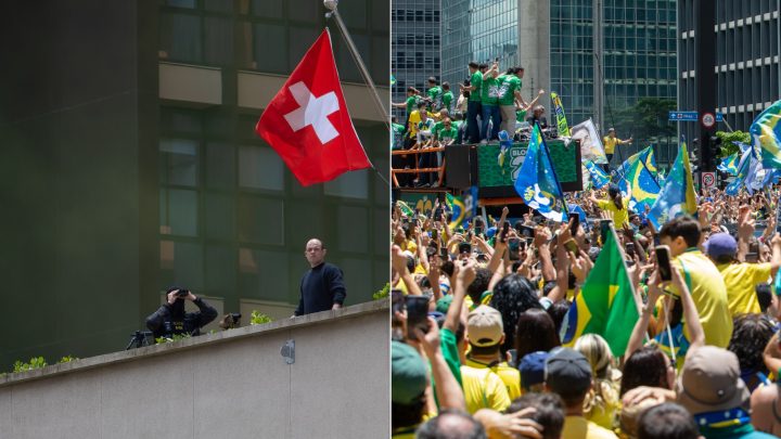 Snipers no alto de prédios chamam atenção durante comício de Flávio Bolsonaro na Paulista